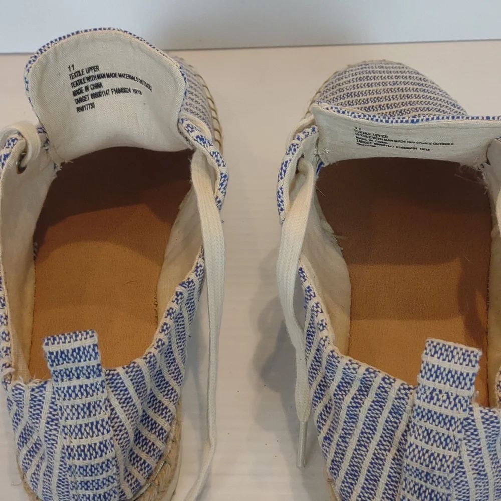Universal Thread Joelle Blue White Stripe Laces Cotton Weave Espadrille Sneaker